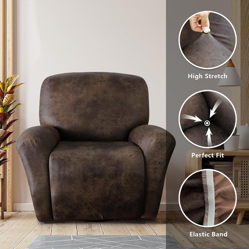 molasofa Leather Like Recliner Chair Covers - Large Lazy Boy Recliner Chair Covers for Reclining Chair 4 Pieces Washable Recliner Slip Covers That Stay in Place (Dark Brown - Image 5